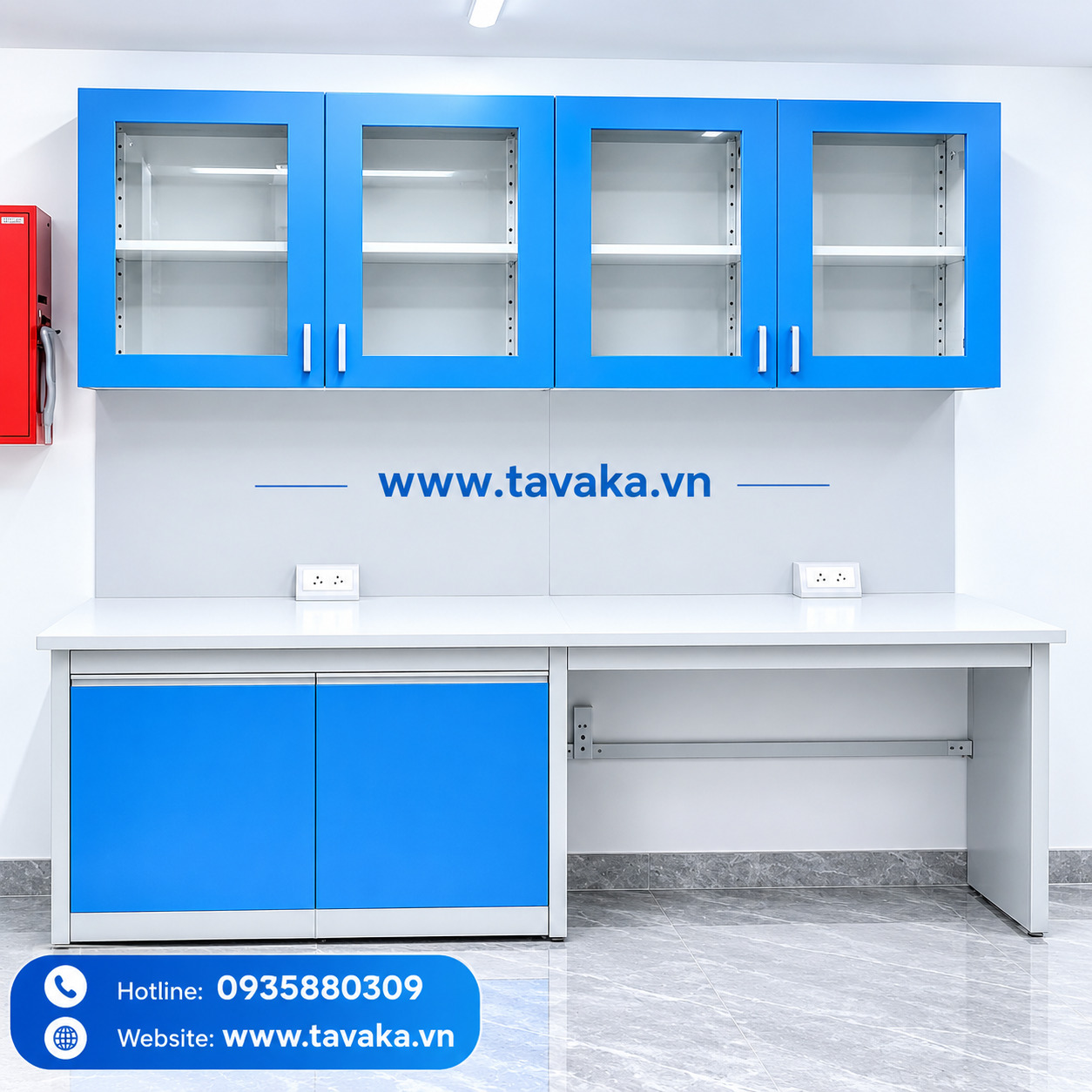 Bàn thí nghiệm áp tường có tủ Tavaka