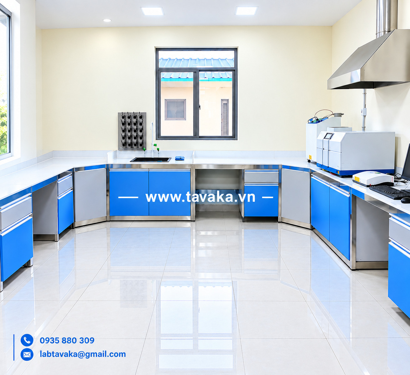Bàn thí nghiệm áp tường chữ U Tavaka